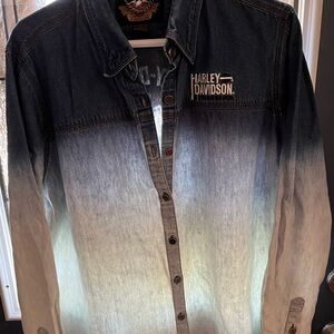 Harley Davidson denim long sleeved ombre’ shirt.